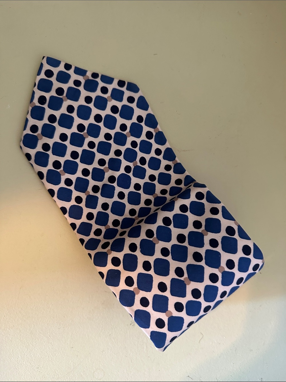 Yves Saint Laurent Blue and White Geometric Silk Tie